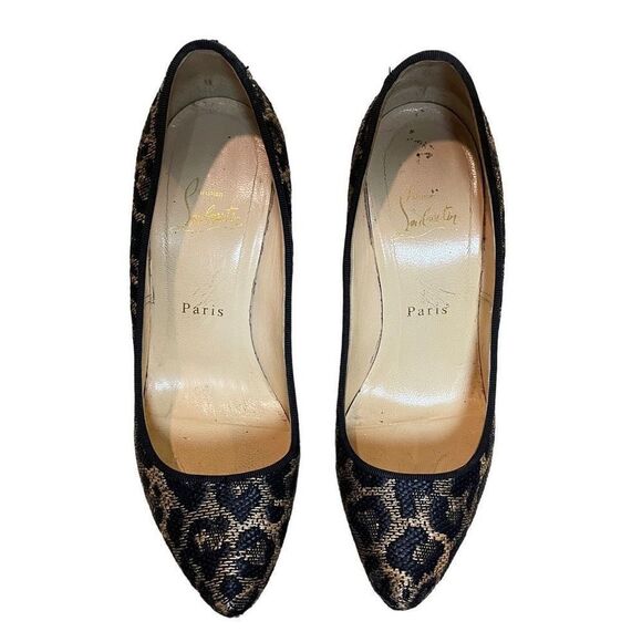 Christian Louboutin Canvas Jacquard Leopard Pumps | 8.5 - Picture 3 of 10